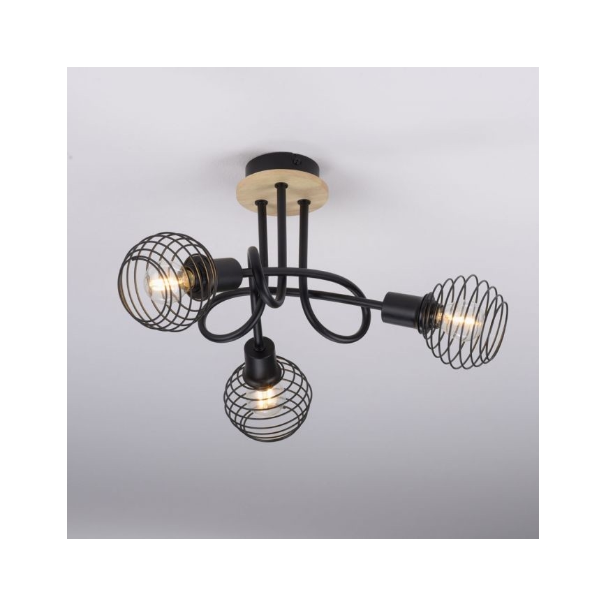 Leuchten Direkt 15923-79 - Kiinteä kattokruunu EUGEN 3xE14/40W/230V tammi