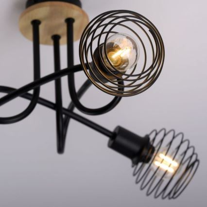 Leuchten Direkt 15923-79 - Kiinteä kattokruunu EUGEN 3xE14/40W/230V tammi