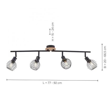 Leuchten Direkt 15924-79 - Kohdevalo EUGEN 4xE14/40W/230V tammi