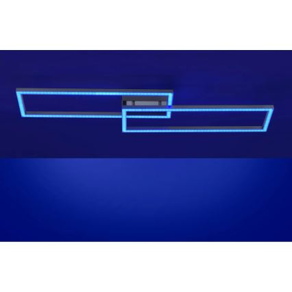 Leuchten Direkt 16430-55 - himmennettävä LED RGBW kattovalaisin MAXI 2xLED/18W/230V 2700-5000K mattakromi + kaukosäädin
