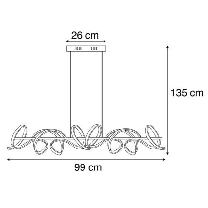 Leuchten Direkt 19033-21 - LED Himmennettävä kattokruunu johdossa CURLS LED/40,8W/230V