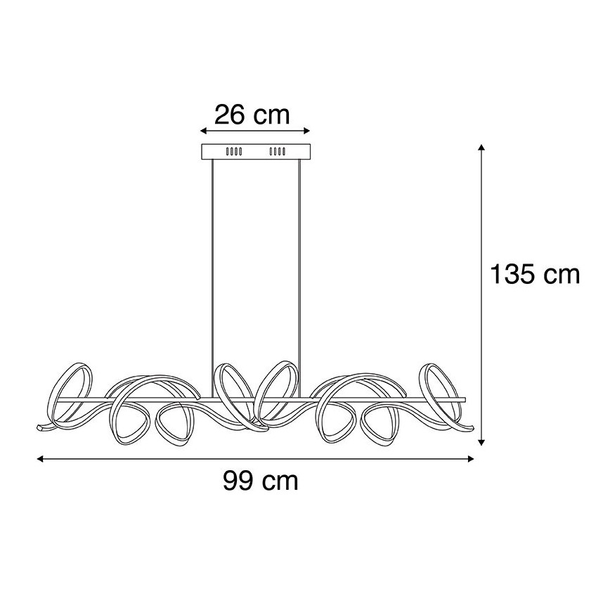 Leuchten Direkt 19033-21 - LED Himmennettävä kattokruunu johdossa CURLS LED/40,8W/230V