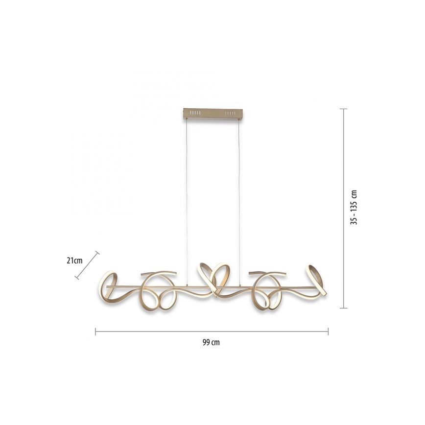 Leuchten Direkt 19033-60 - LED Himmennettävä kattokruunu johdossa CURLS LED/40,8W/230V