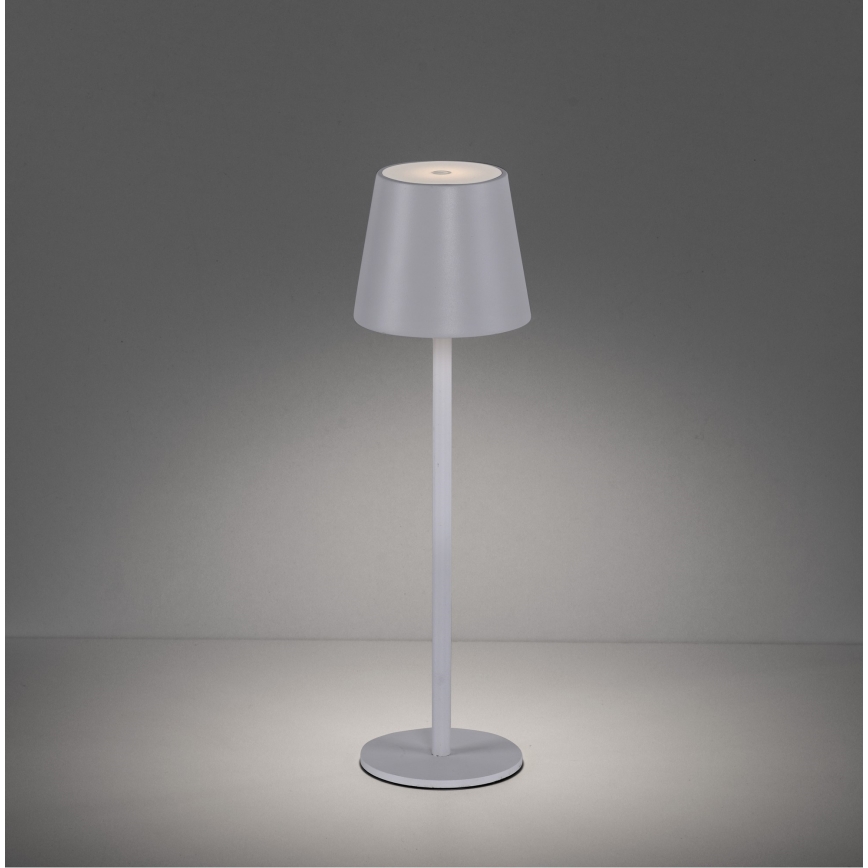 Leuchten Direkt 19250-16 - LED Ulkotila himmennettävä rechargeable pöytävalaisin EURIA LED/3W/5V IP54 valkoinen