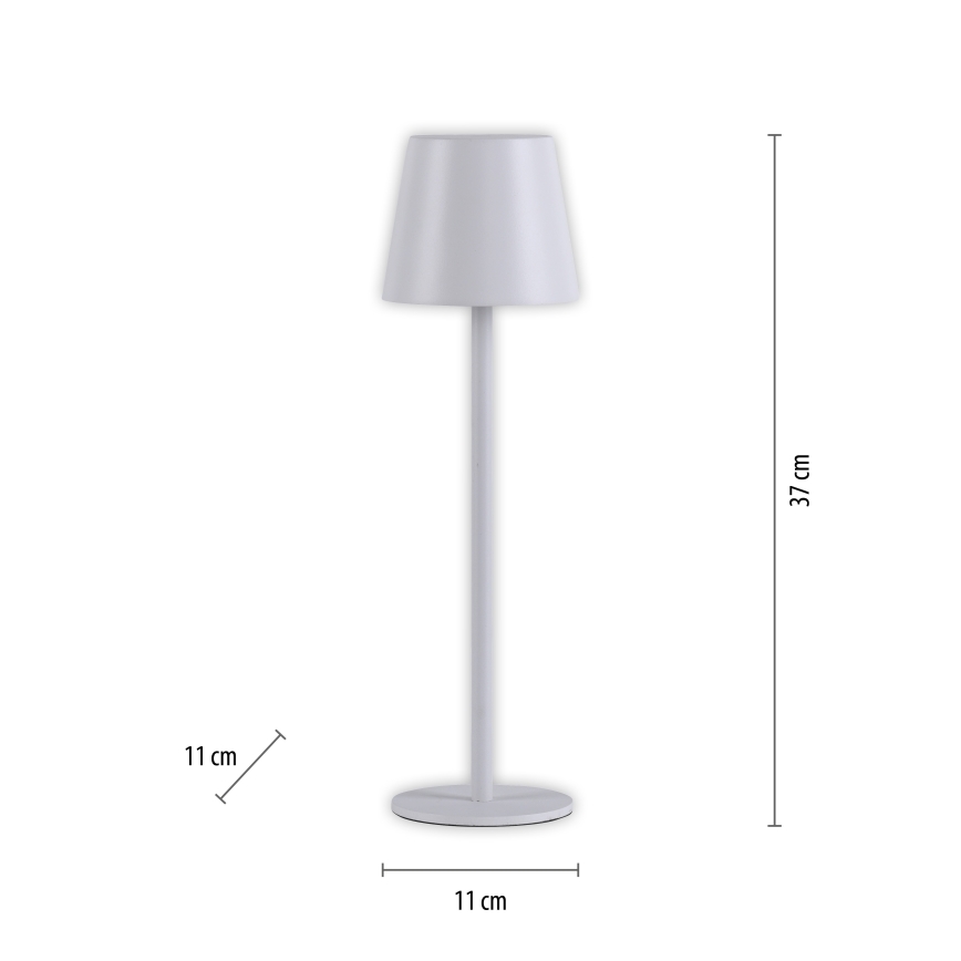 Leuchten Direkt 19250-16 - LED Ulkotila himmennettävä rechargeable pöytävalaisin EURIA LED/3W/5V IP54 valkoinen