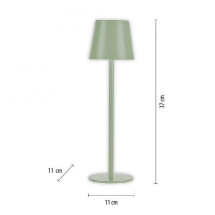 Leuchten Direkt 19250-43 - LED Himmennettävä ladattava ulkopöytävalaisin EURIA LED/3W/5V IP54 vihreä