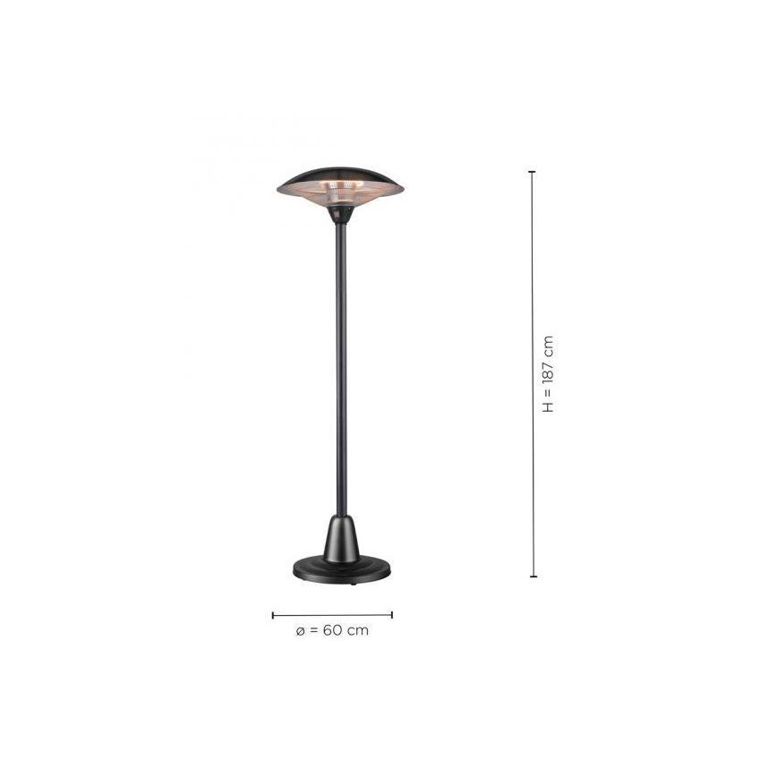 Leuchten Direkt 99501-18 - Lämmityselementti ulkokäyttöön GLOW 1500-3000W/230V 1,87 m IP34 musta