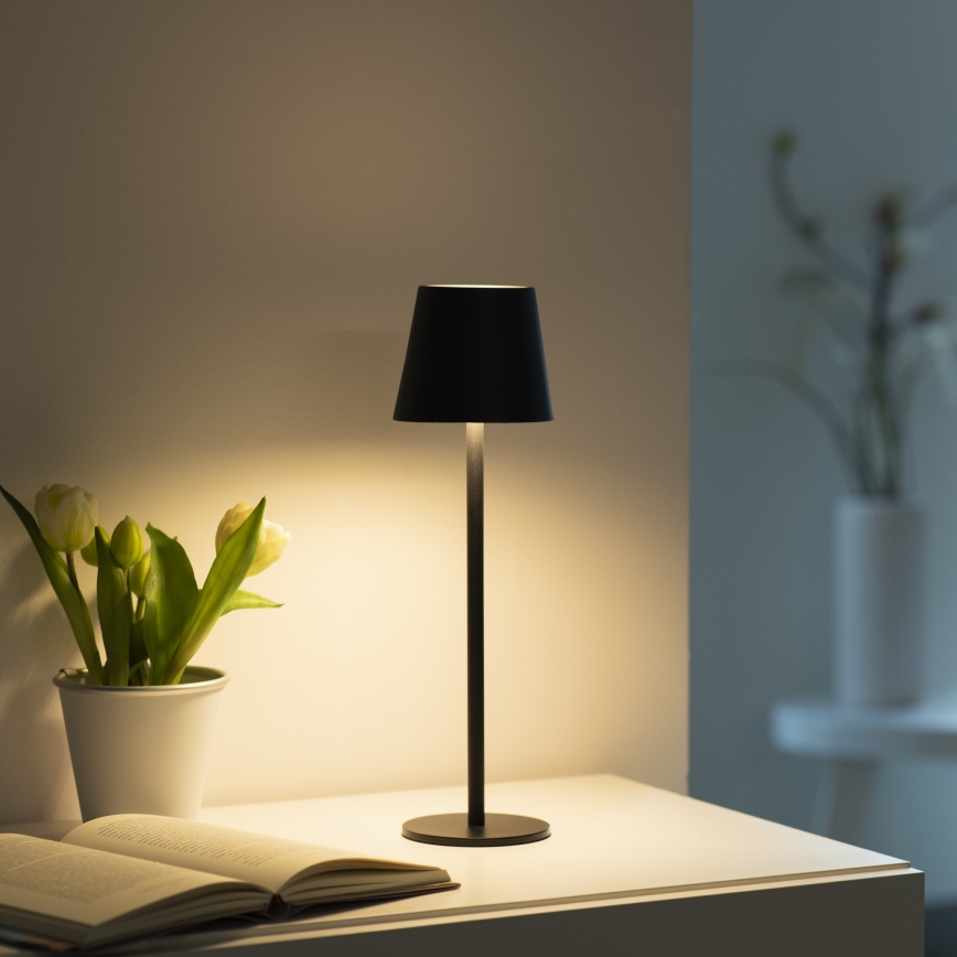 Leuchten Direkt 19250-18 - LED Ulkotila himmennettävä rechargeable pöytävalaisin EURIA LED/3W/5V IP54 musta