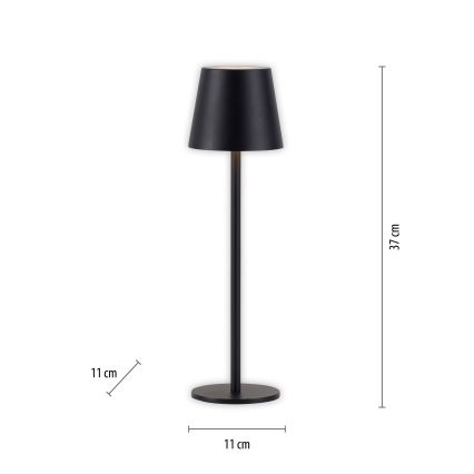 Leuchten Direkt 19250-18 - LED Ulkotila himmennettävä rechargeable pöytävalaisin EURIA LED/3W/5V IP54 musta