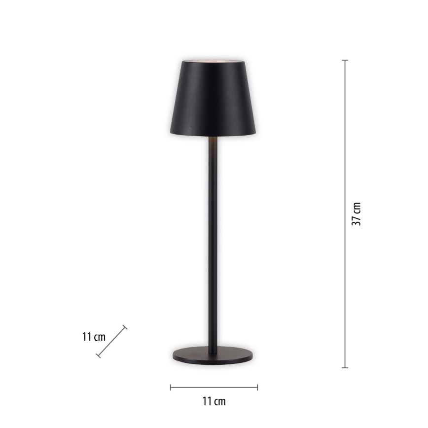 Leuchten Direkt 19250-18 - LED Ulkotila himmennettävä rechargeable pöytävalaisin EURIA LED/3W/5V IP54 musta