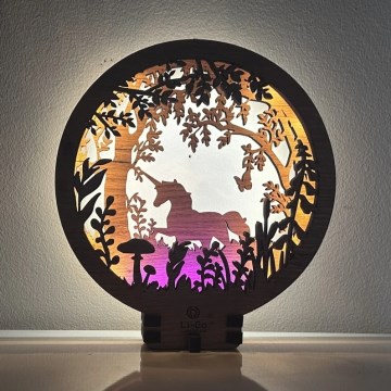 Li-Go 23568/DUB2 - himmennettävä LED-pöytäkoriste LED/12W/230V 20x22 cm tammi/yksisarvinen