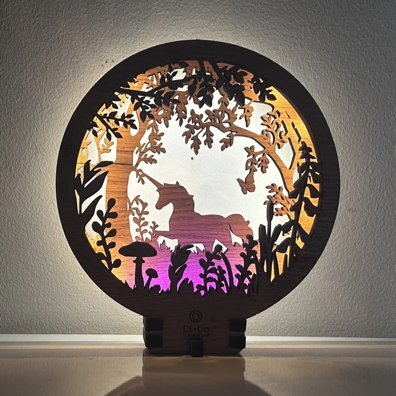 Li-Go 23568/DUB2 - himmennettävä LED-pöytäkoriste LED/12W/230V 20x22 cm tammi/yksisarvinen