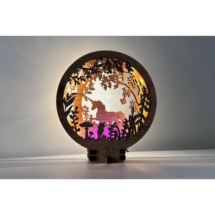 Li-Go 23568/DUB2 - himmennettävä LED-pöytäkoriste LED/12W/230V 20x22 cm tammi/yksisarvinen