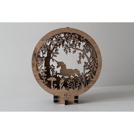 Li-Go 23568/DUB2 - himmennettävä LED-pöytäkoriste LED/12W/230V 20x22 cm tammi/yksisarvinen