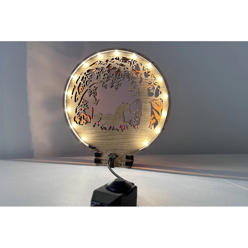 Li-Go 23568/DUB2 - himmennettävä LED-pöytäkoriste LED/12W/230V 20x22 cm tammi/yksisarvinen