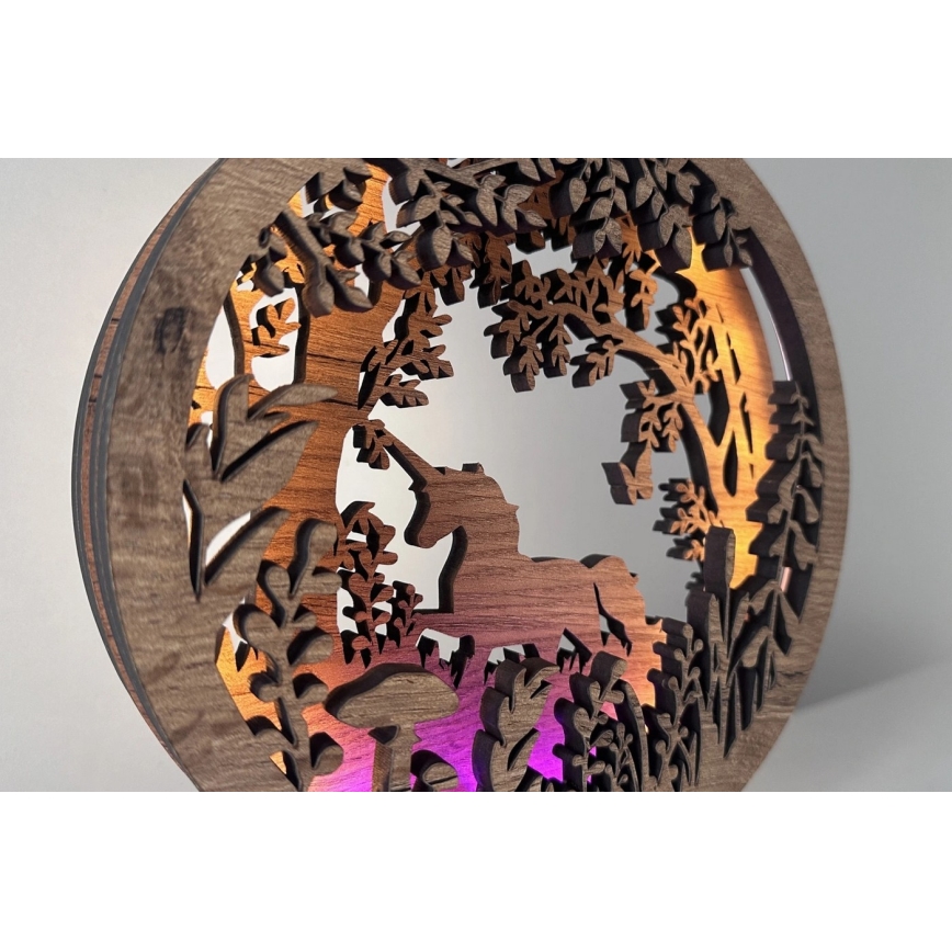 Li-Go 23568/DUB2 - himmennettävä LED-pöytäkoriste LED/12W/230V 20x22 cm tammi/yksisarvinen