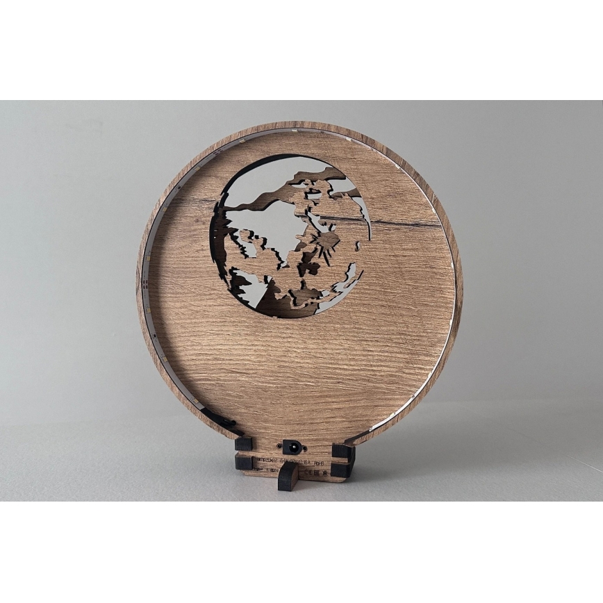 Li-Go 23574/DUB2 - LED-himennettävä pöytäkoriste LED/12W/230V 20x22 cm tammi/Susi ja kuu