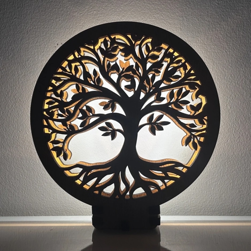 Li-Go 23577/DUB2 - LED-himennettävä pöytäkoriste LED/12W/230V 20x22 cm tammi/Elämänpuu