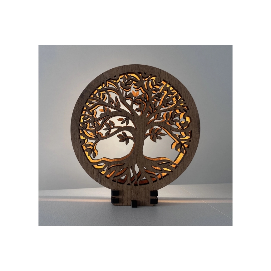 Li-Go 23577/DUB2 - LED-himennettävä pöytäkoriste LED/12W/230V 20x22 cm tammi/Elämänpuu