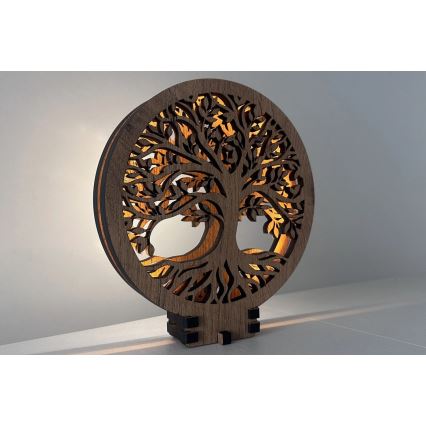 Li-Go 23577/DUB2 - LED-himennettävä pöytäkoriste LED/12W/230V 20x22 cm tammi/Elämänpuu