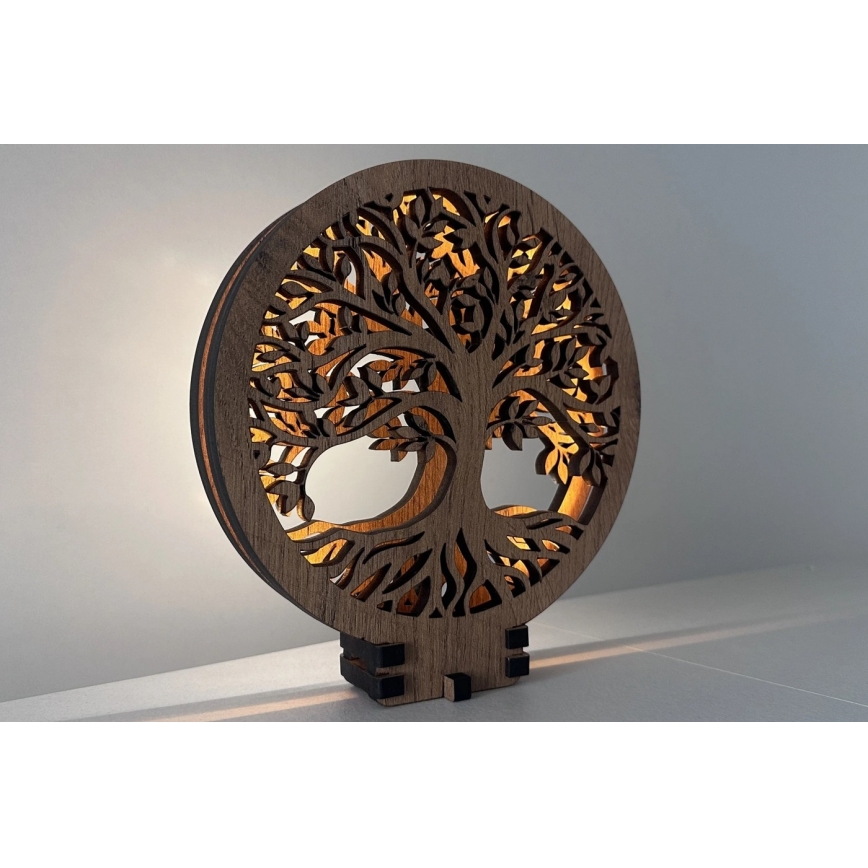 Li-Go 23577/DUB2 - LED-himennettävä pöytäkoriste LED/12W/230V 20x22 cm tammi/Elämänpuu