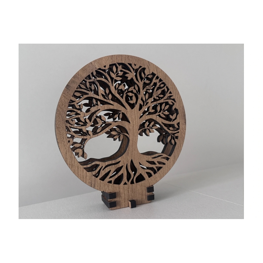 Li-Go 23577/DUB2 - LED-himennettävä pöytäkoriste LED/12W/230V 20x22 cm tammi/Elämänpuu