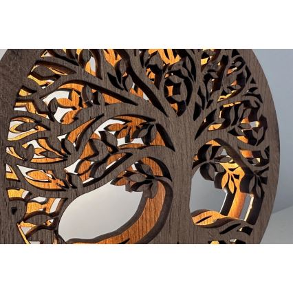 Li-Go 23577/DUB2 - LED-himennettävä pöytäkoriste LED/12W/230V 20x22 cm tammi/Elämänpuu