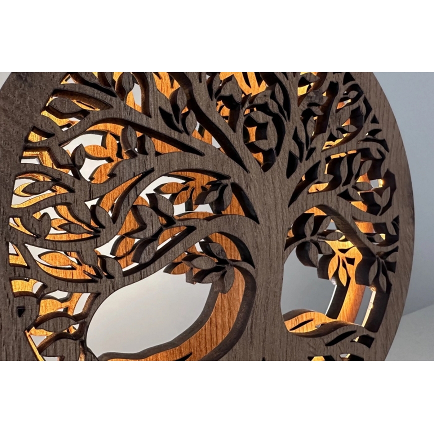 Li-Go 23577/DUB2 - LED-himennettävä pöytäkoriste LED/12W/230V 20x22 cm tammi/Elämänpuu