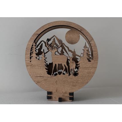 Li-Go 23592/DUB2 - LED Himmennettävä pöytäkoriste LED/12W/230V 20x22 cm tammi/peura ja naaraspeura