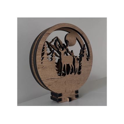 Li-Go 23592/DUB2 - LED Himmennettävä pöytäkoriste LED/12W/230V 20x22 cm tammi/peura ja naaraspeura