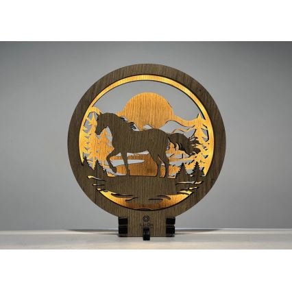 Li-Go 23598/DUB2 - Himmennettävä LED-pöytäkoriste LED/12W/230V 20x22 cm tammi/hevonen