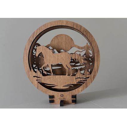 Li-Go 23598/DUB2 - Himmennettävä LED-pöytäkoriste LED/12W/230V 20x22 cm tammi/hevonen