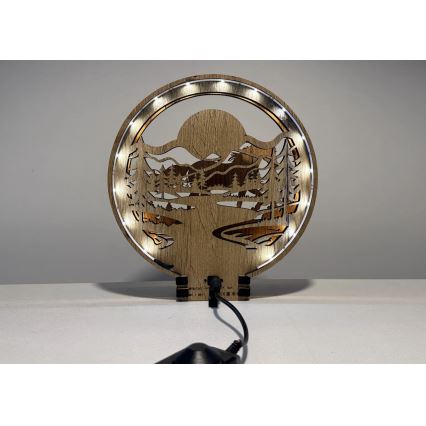 Li-Go 23598/DUB2 - Himmennettävä LED-pöytäkoriste LED/12W/230V 20x22 cm tammi/hevonen