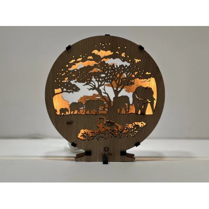 Li-Go 23610/DUB2 - himmennettävä LED-pöytävalaisin, LED/12W/230V, 20x22 cm, tammi/elefanttikuosi