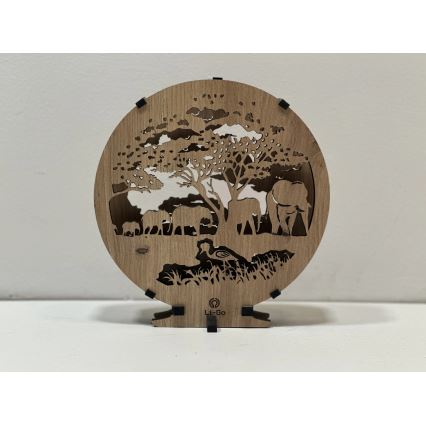 Li-Go 23610/DUB2 - himmennettävä LED-pöytävalaisin, LED/12W/230V, 20x22 cm, tammi/elefanttikuosi