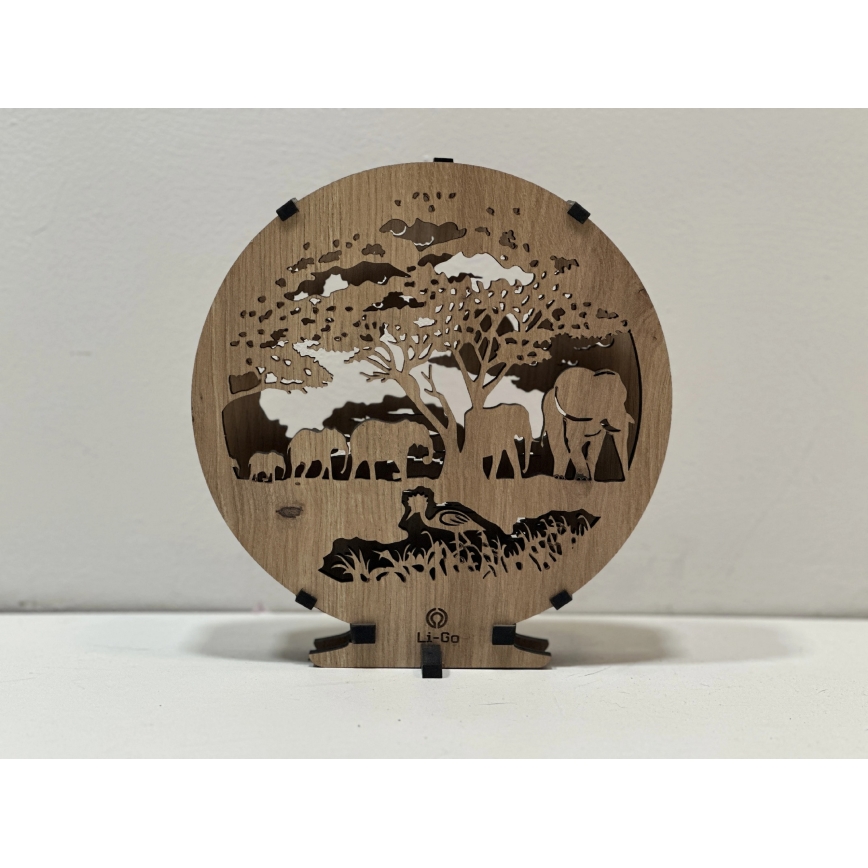 Li-Go 23610/DUB2 - himmennettävä LED-pöytävalaisin, LED/12W/230V, 20x22 cm, tammi/elefanttikuosi