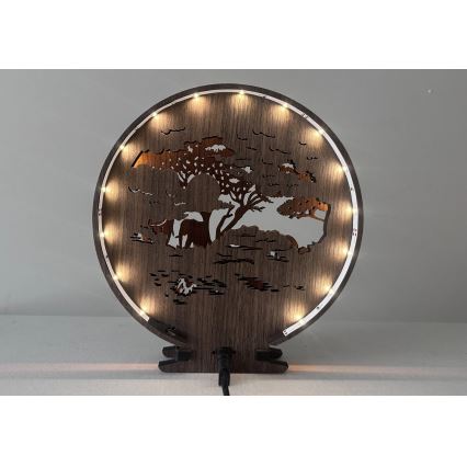 Li-Go 23610/DUB2 - himmennettävä LED-pöytävalaisin, LED/12W/230V, 20x22 cm, tammi/elefanttikuosi