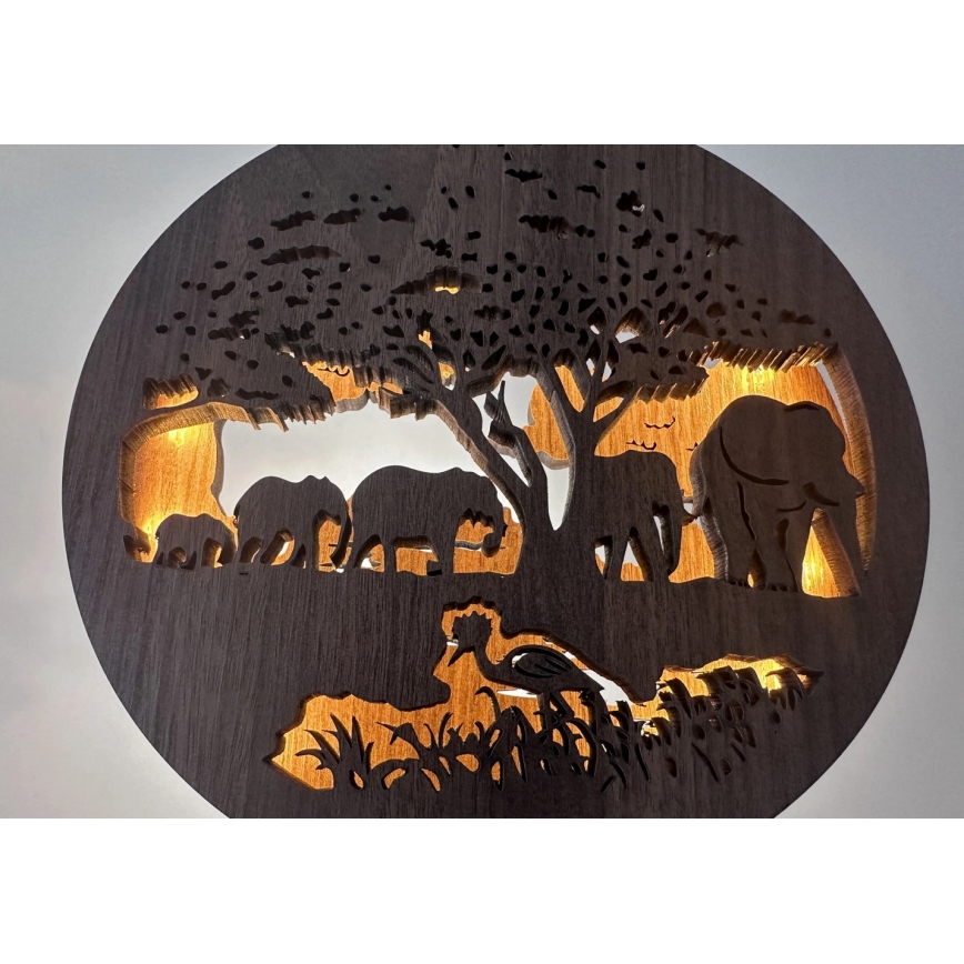 Li-Go 23610/DUB2 - himmennettävä LED-pöytävalaisin, LED/12W/230V, 20x22 cm, tammi/elefanttikuosi