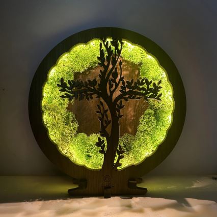 Li-Go 23622/DUB2 - himmennettävä LED-pöytäkoriste LED/12W/230V 20x22 cm tammi/sammalessa oleva risti