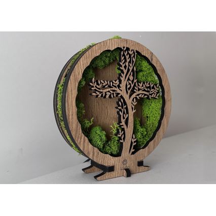 Li-Go 23622/DUB2 - himmennettävä LED-pöytäkoriste LED/12W/230V 20x22 cm tammi/sammalessa oleva risti