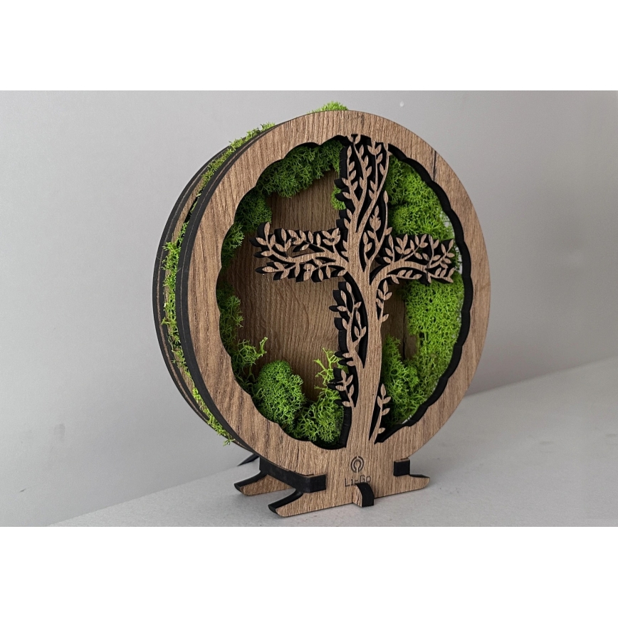 Li-Go 23622/DUB2 - himmennettävä LED-pöytäkoriste LED/12W/230V 20x22 cm tammi/sammalessa oleva risti