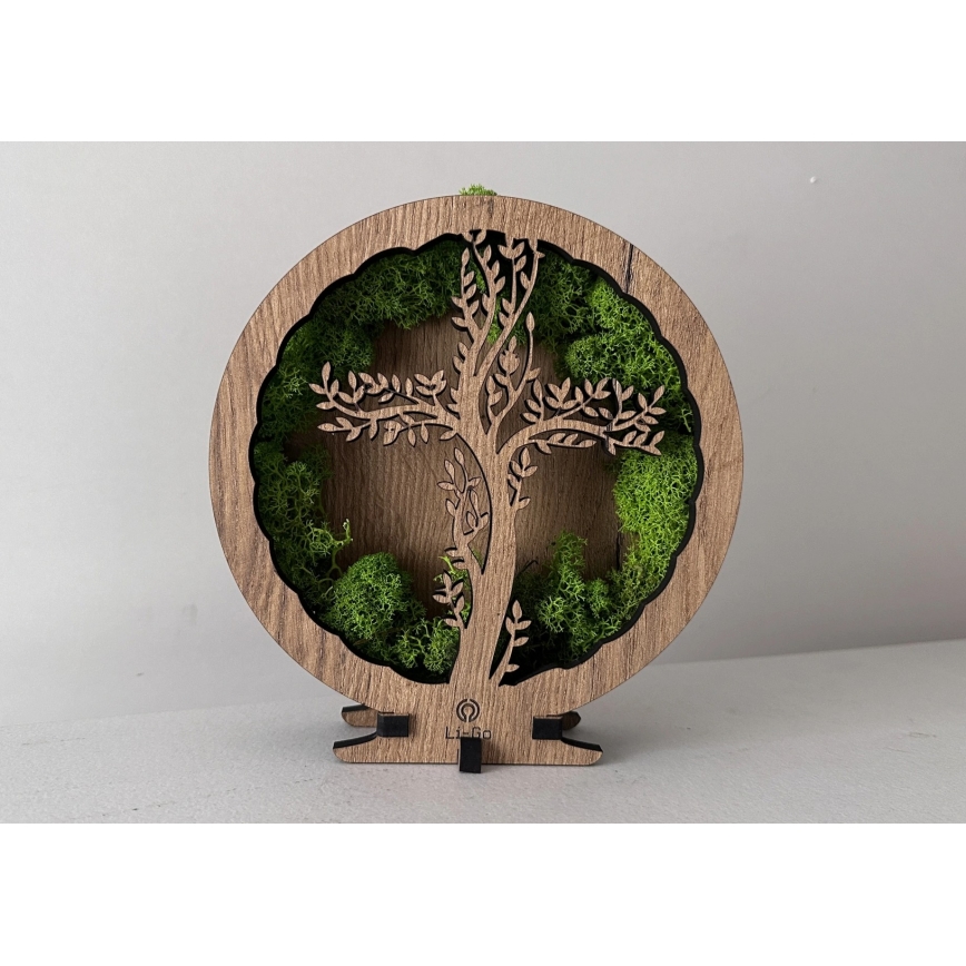 Li-Go 23622/DUB2 - himmennettävä LED-pöytäkoriste LED/12W/230V 20x22 cm tammi/sammalessa oleva risti