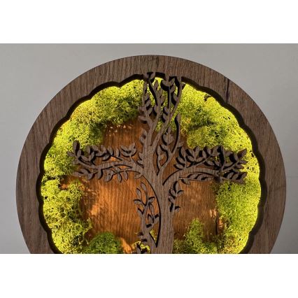 Li-Go 23622/DUB2 - himmennettävä LED-pöytäkoriste LED/12W/230V 20x22 cm tammi/sammalessa oleva risti