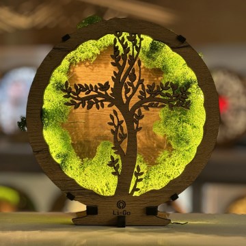 Li-Go 23622/DUB2 - himmennettävä LED-pöytäkoriste LED/12W/230V 20x22 cm tammi/sammalessa oleva risti