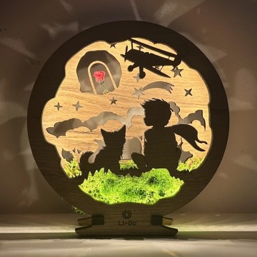 Li-Go 23634/DUB2 - himmennettävä LED-pöytävalaisin LED/12W/230V 20x22 cm tammi/Pieni prinssi ruusun kanssa