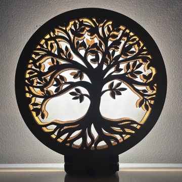 Li-Go 23648/DUB2 - Himmennettävä LED-pöytäkoriste LED/12W/230V 30x31 cm tammi/Elämänpuu