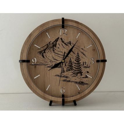 Li-Go 23697/DUB/BAT2 - LED-himmennettävä kello liikeanturilla LED/10W/5V 20000 mAh + 1xAA halkaisija 32 cm tammi/Hory