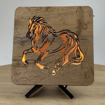 Li-Go 4070/DUB2 - LED-pöytäkoriste LED/12W/230V 19x19 cm tammi/hevonen