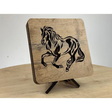 Li-Go 4070/DUB2 - LED-pöytäkoriste LED/12W/230V 19x19 cm tammi/hevonen