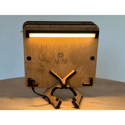 Li-Go 4070/DUB2 - LED-pöytäkoriste LED/12W/230V 19x19 cm tammi/hevonen